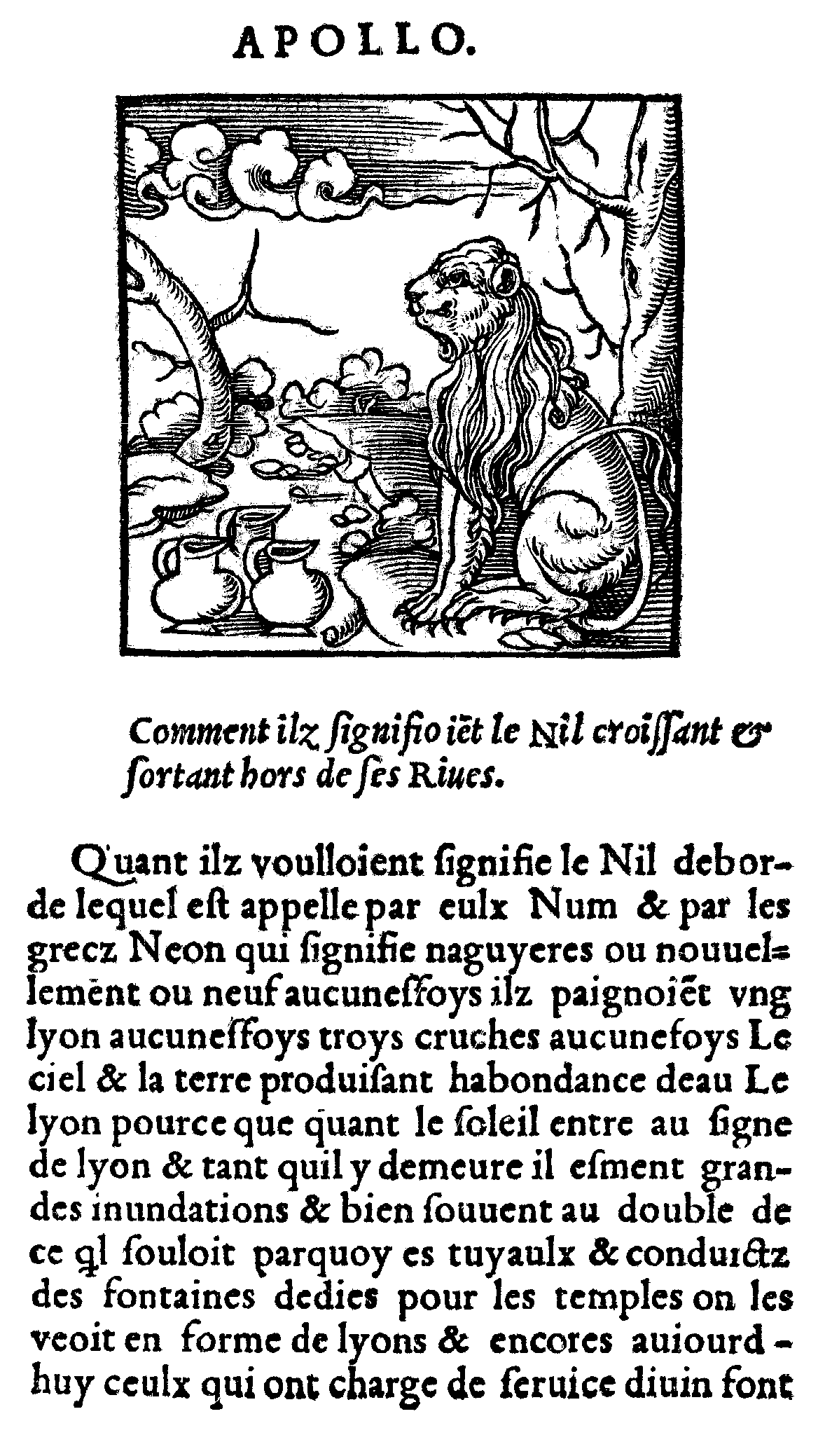 L'inondation du Nil, par Horapollo, Ed. Kerver, 1543
